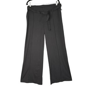 Fabletics Pants Womens Medium Black Wide Leg Stretch Belted Pull On Minimalist